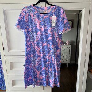 NWT Lilly Pulitzer Cody Short Sleeve Dress in Conch Shell Pink Up Scale LARGE